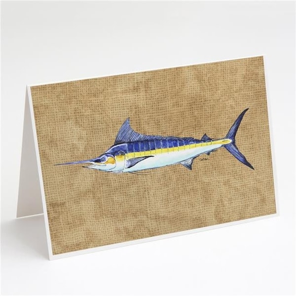 Carolines Treasures Carolines Treasures 8818GCA7P Blue Marlin Greeting Cards & Envelopes - Pack of 8 8818GCA7P - main